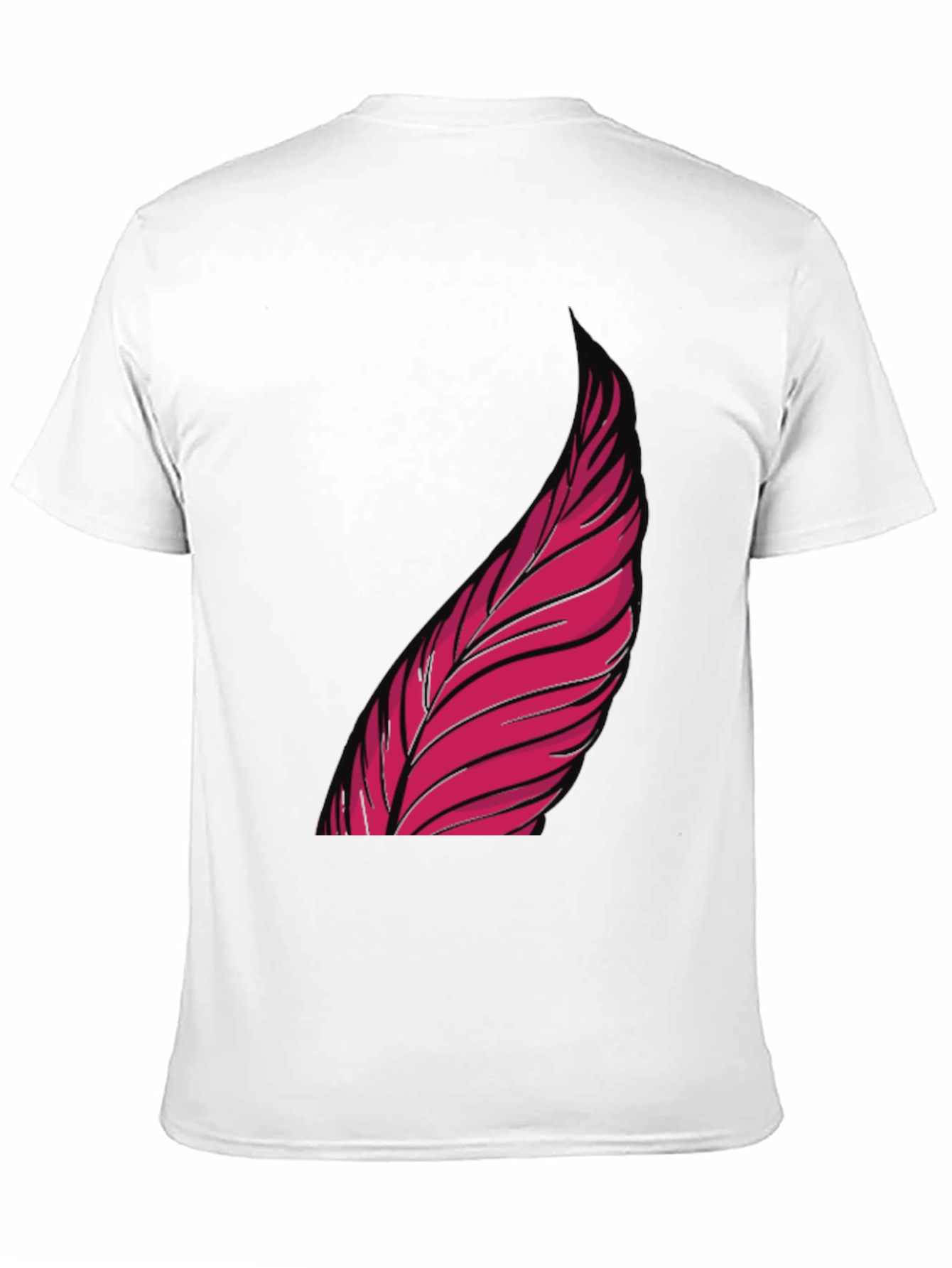 Mens Black Graphic Tee - Pink Feather Design
