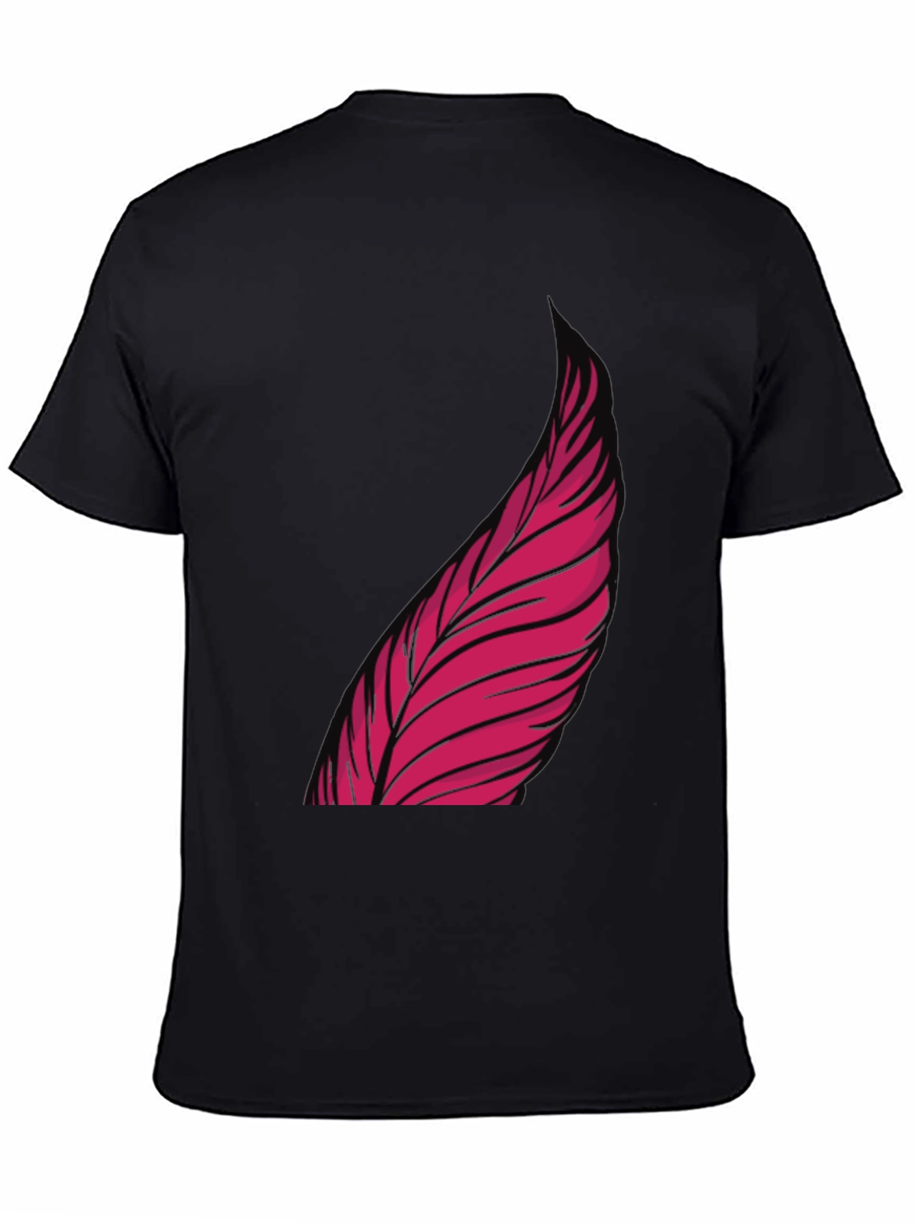 Mens Black Graphic Tee - Pink Feather Design