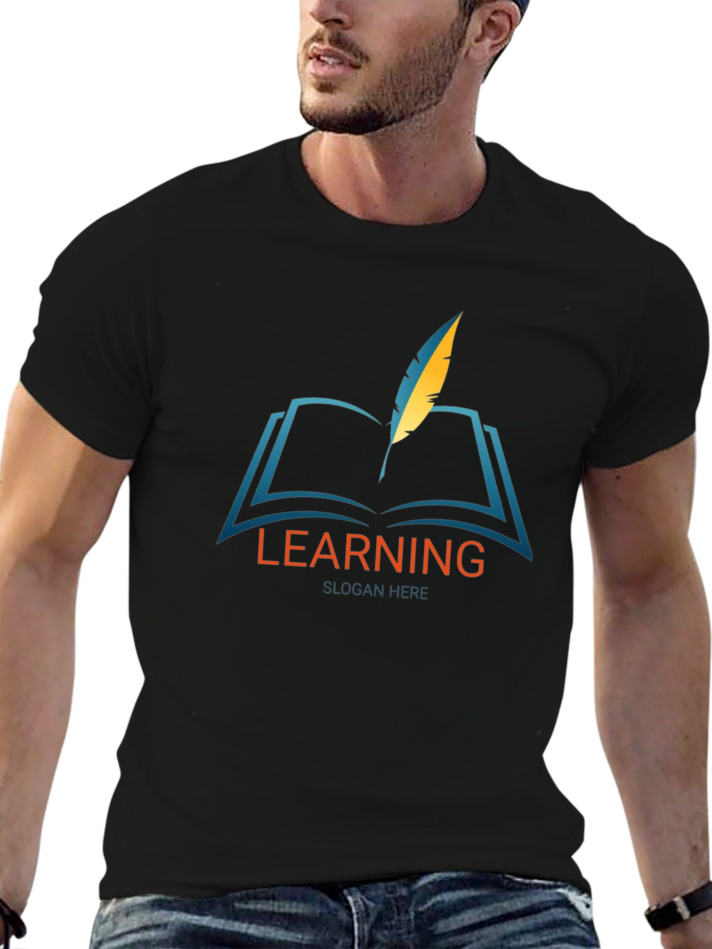 Learning Graphic Print Black T-Shirt
