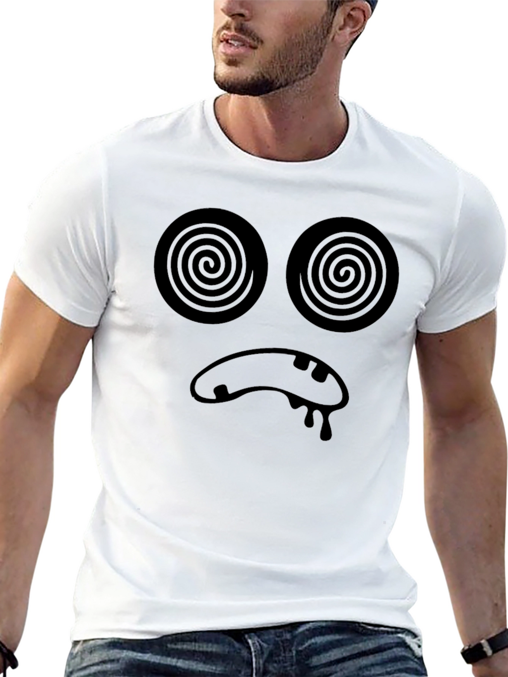 Hypnotic Face Black T-Shirt - Unique Graphic Tee
