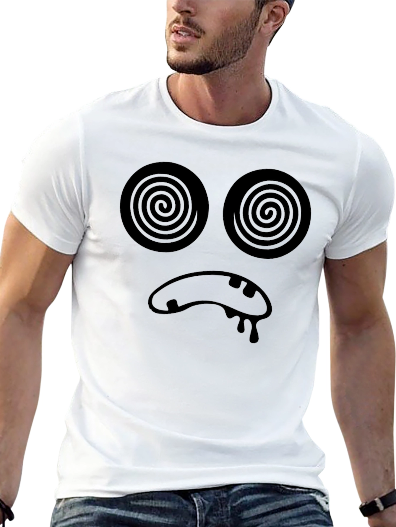 Hypnotic Face Black T-Shirt - Unique Graphic Tee
