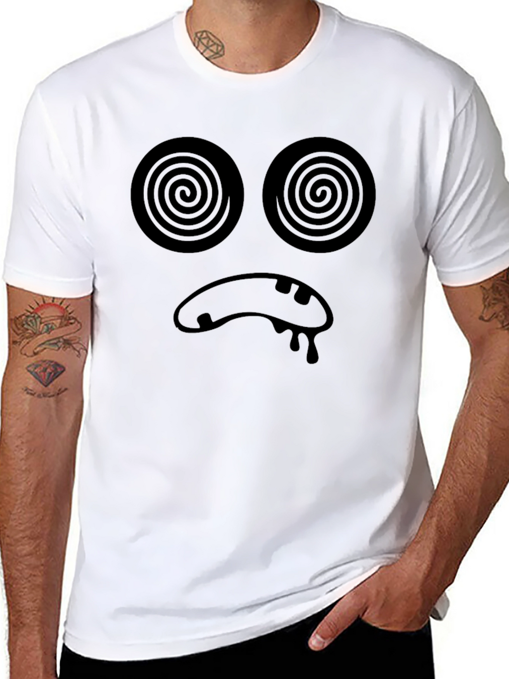 Hypnotic Face Black T-Shirt - Unique Graphic Tee