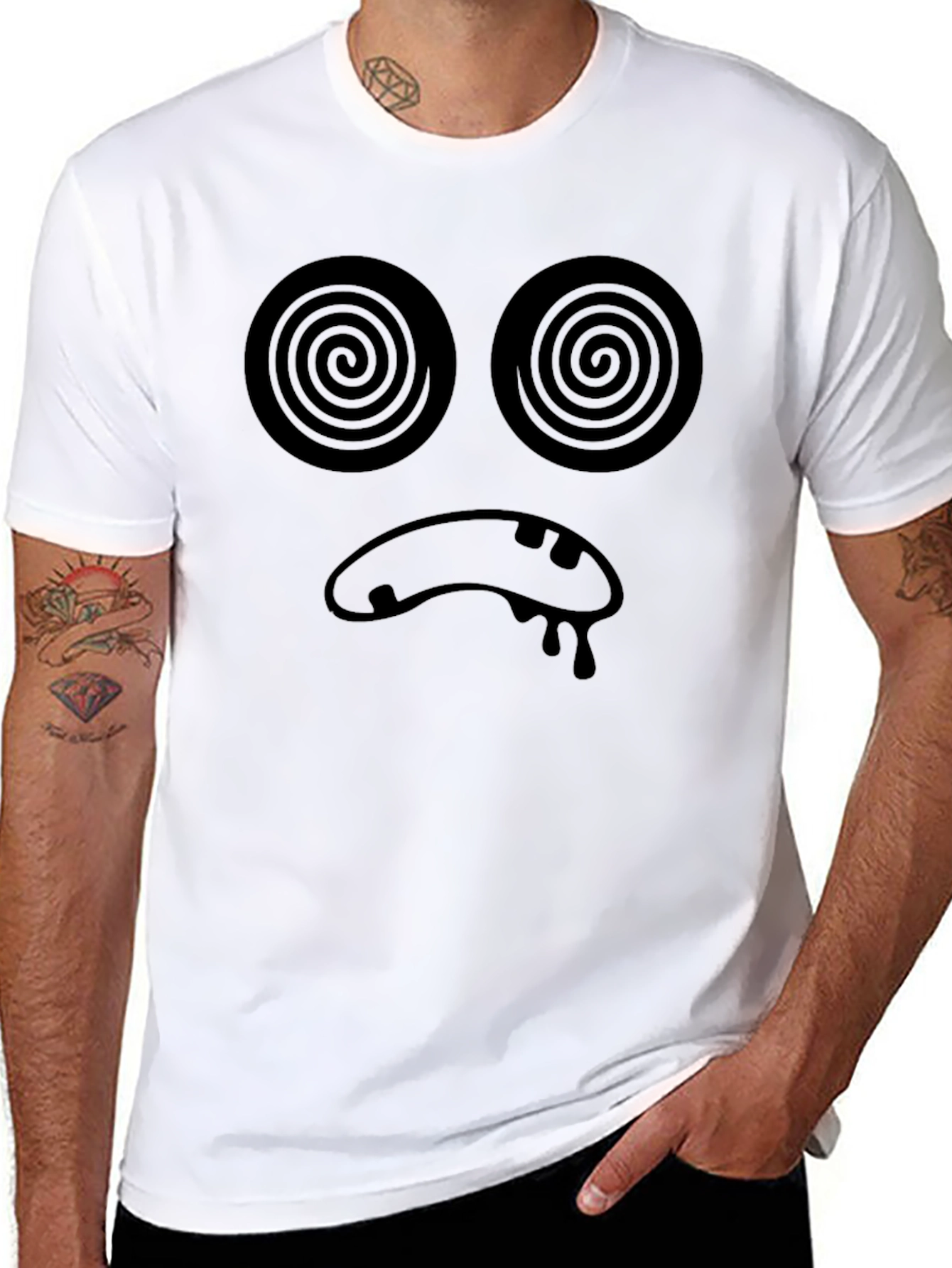 Hypnotic Face Black T-Shirt - Unique Graphic Tee