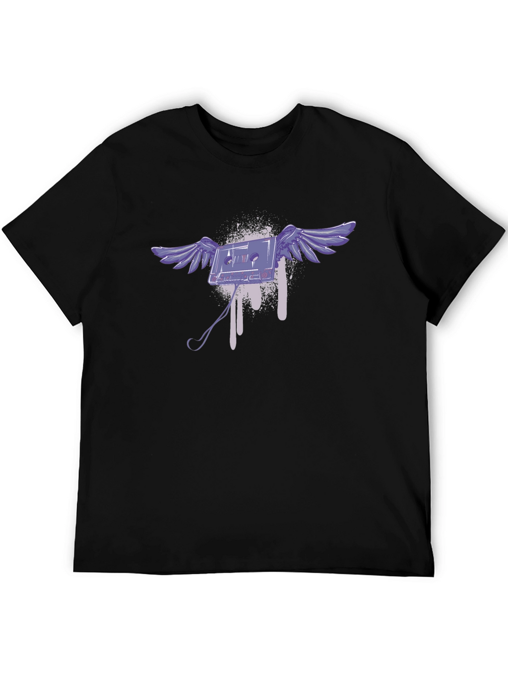 Flying Cassette Tape Graphic T-Shirt - Black