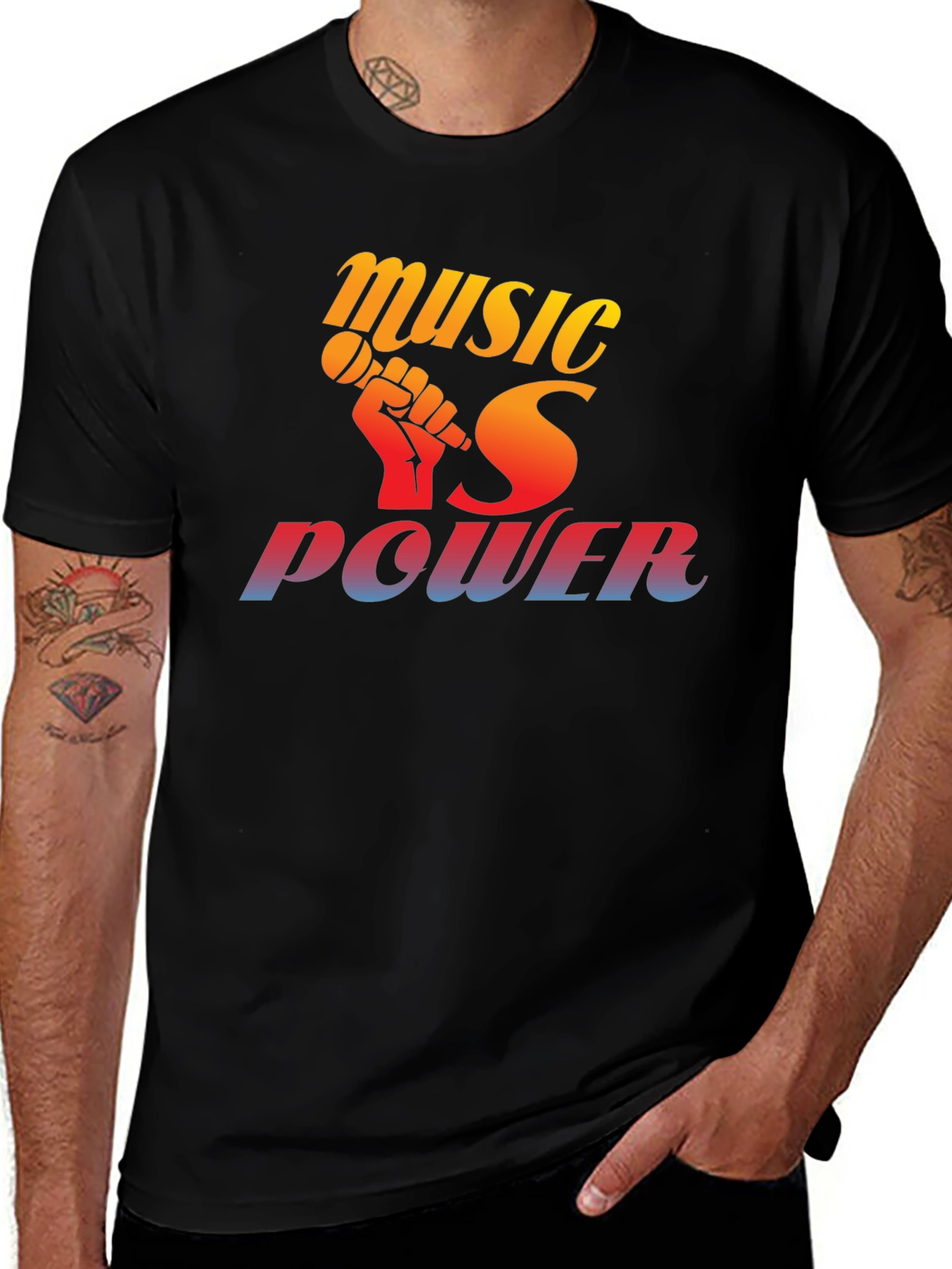 Music is Power Black Graphic Tee