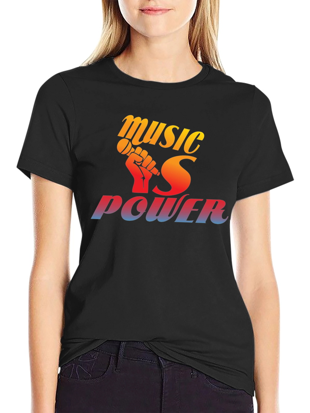 Music is Power Black Graphic Tee