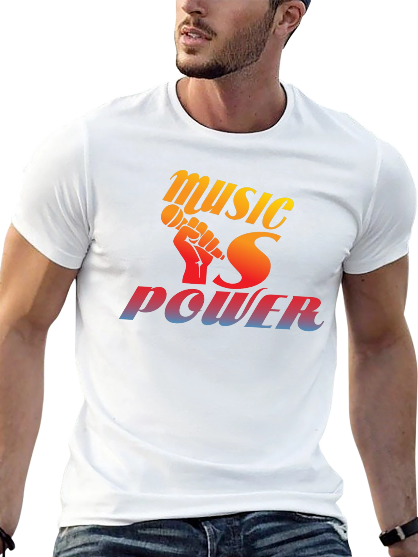 Music is Power Black Graphic Tee