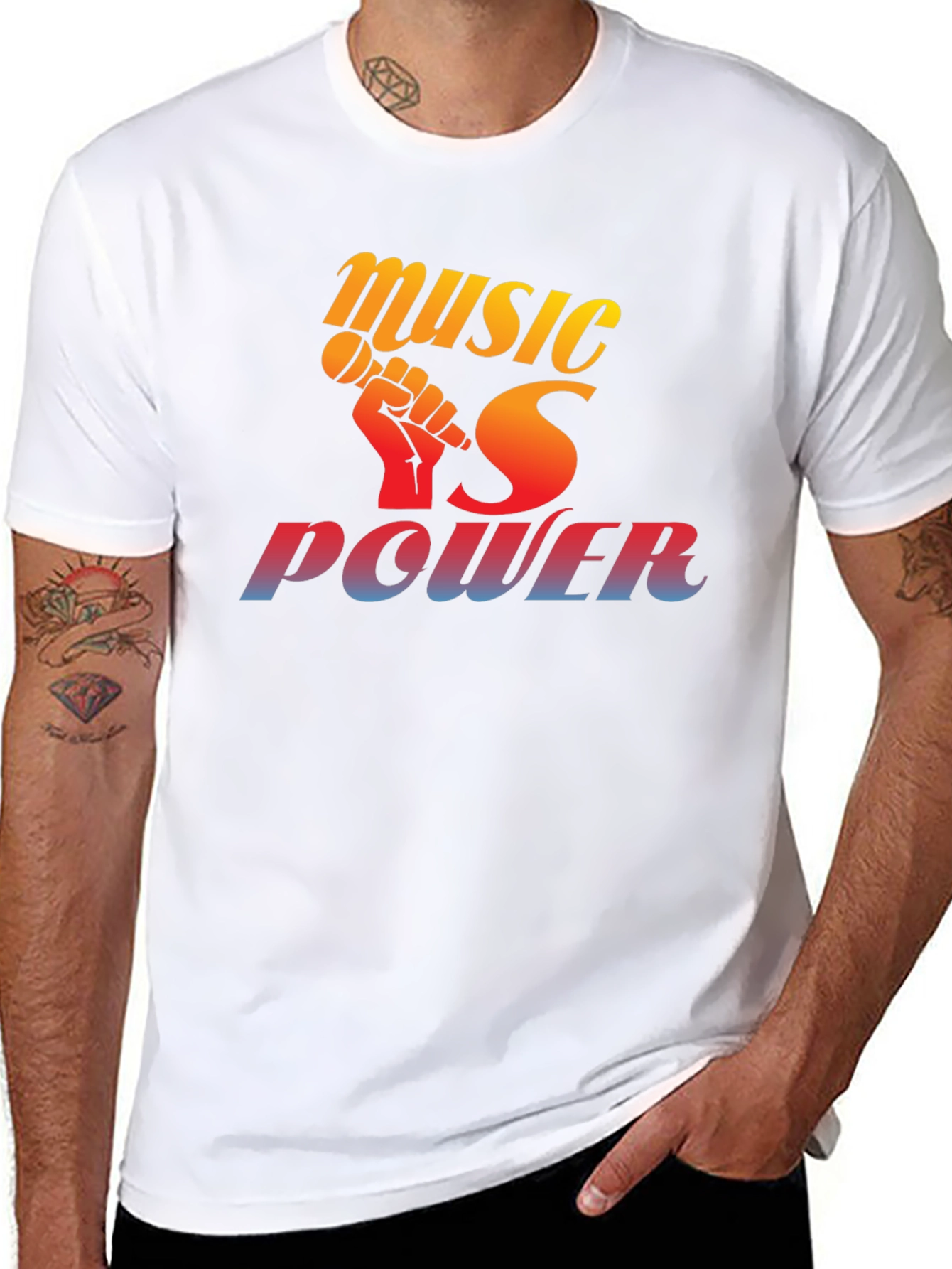 Music is Power Black Graphic Tee
