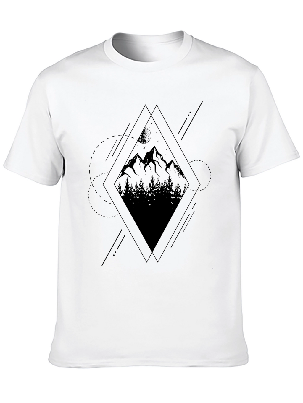 Geometric Mountain Graphic Tee - Black