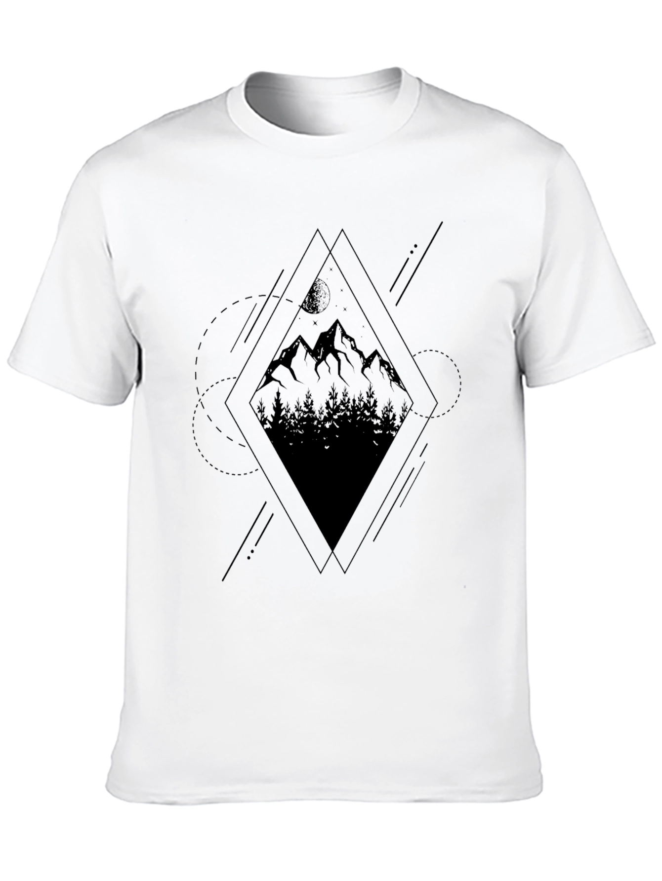 Geometric Mountain Graphic Tee - Black