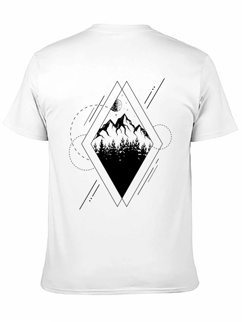 Geometric Mountain Graphic Tee - Black