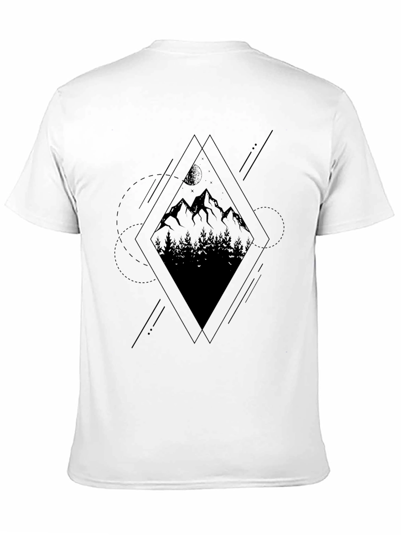 Geometric Mountain Graphic Tee - Black
