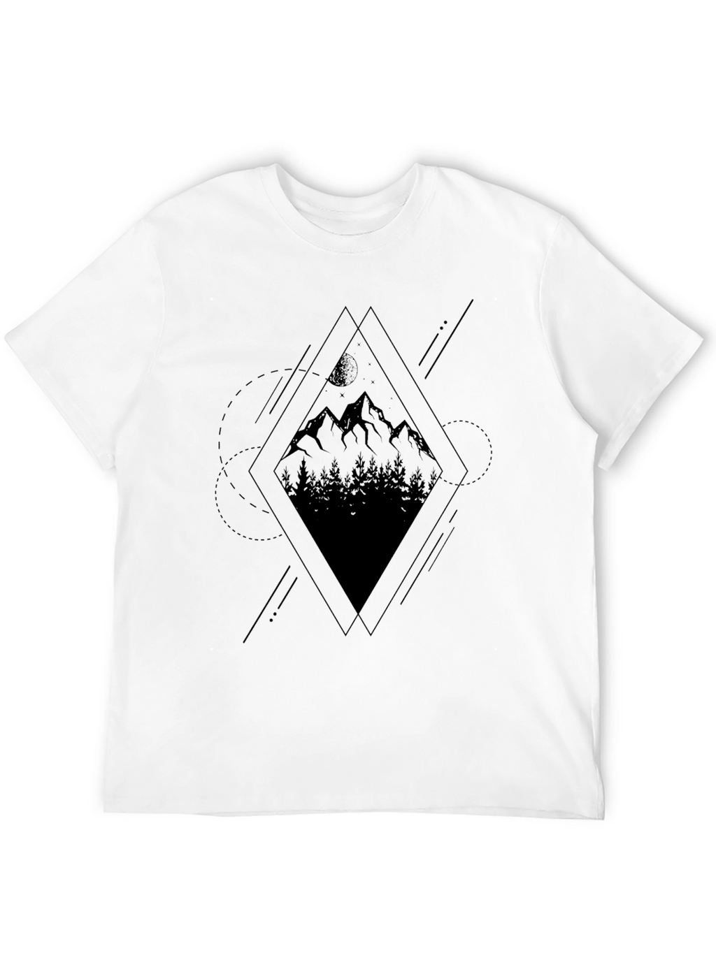 Geometric Mountain Graphic Tee - Black