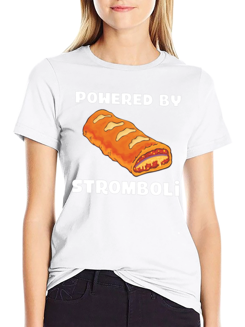 Powered by Stromboli T-Shirt - Funny Foodie Tee