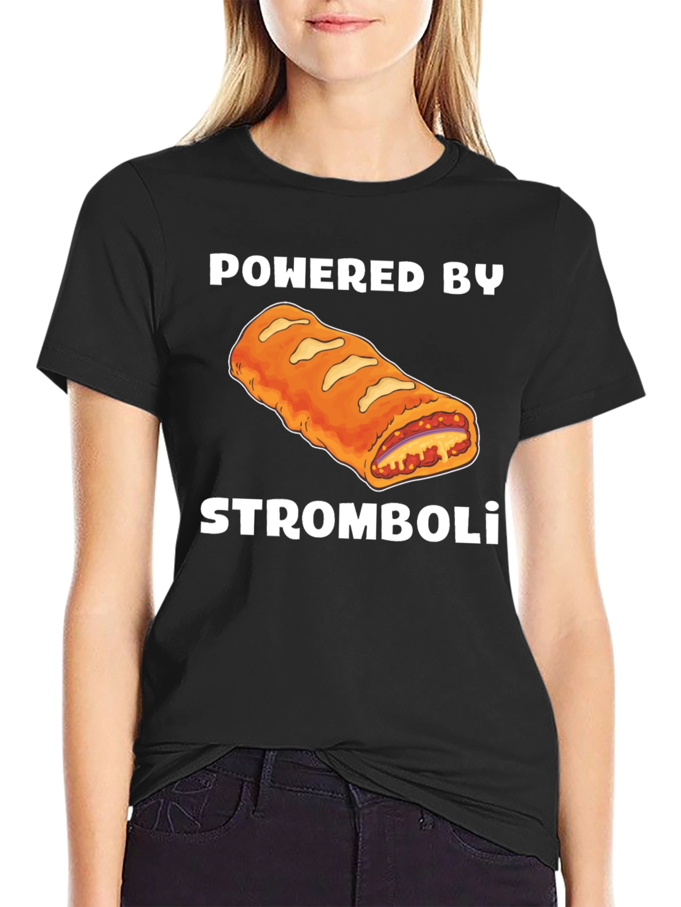 Powered by Stromboli T-Shirt - Funny Foodie Tee