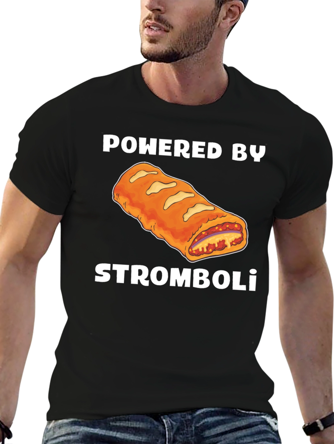 Powered by Stromboli T-Shirt - Funny Foodie Tee