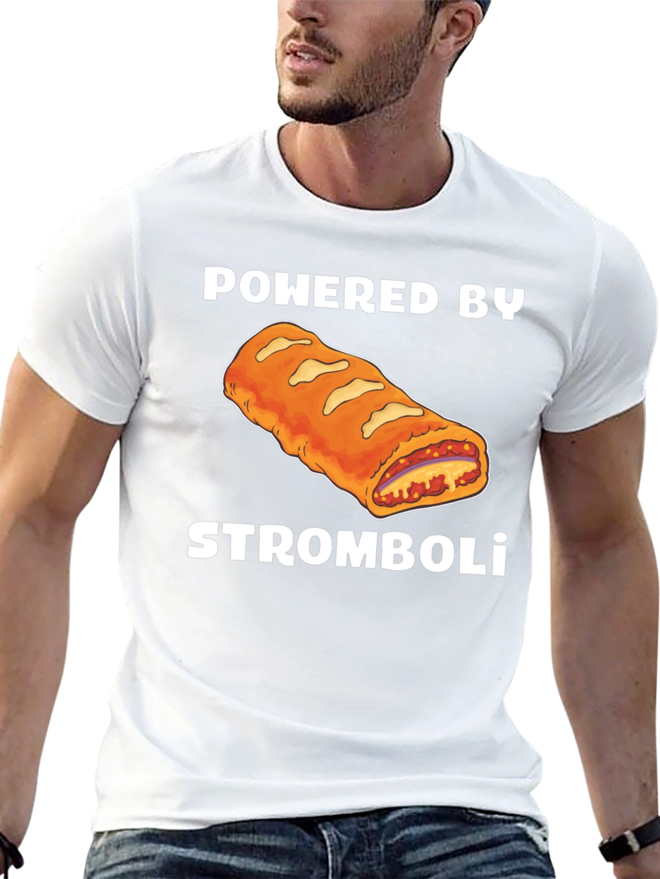 Powered by Stromboli T-Shirt - Funny Foodie Tee