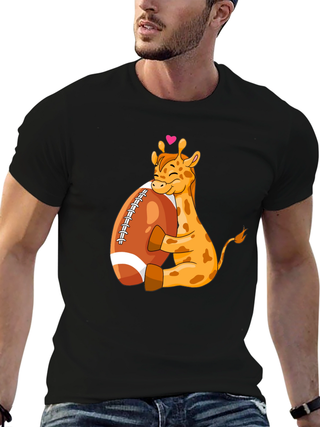 Giraffe Hugging Football T-Shirt