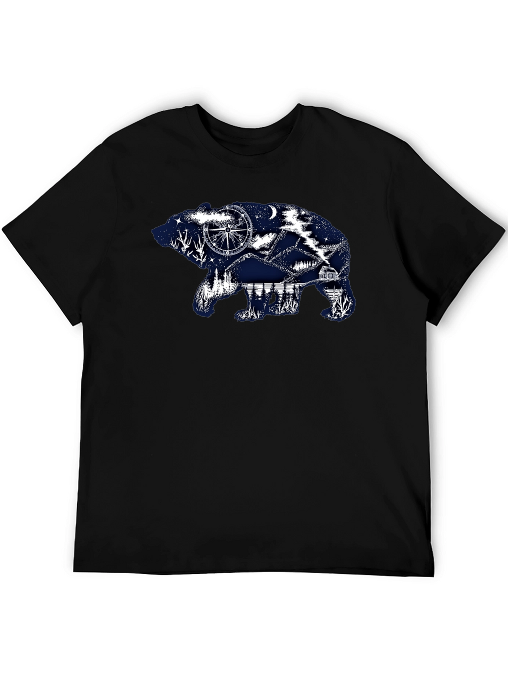 Bear Silhouette Graphic Print T-Shirt