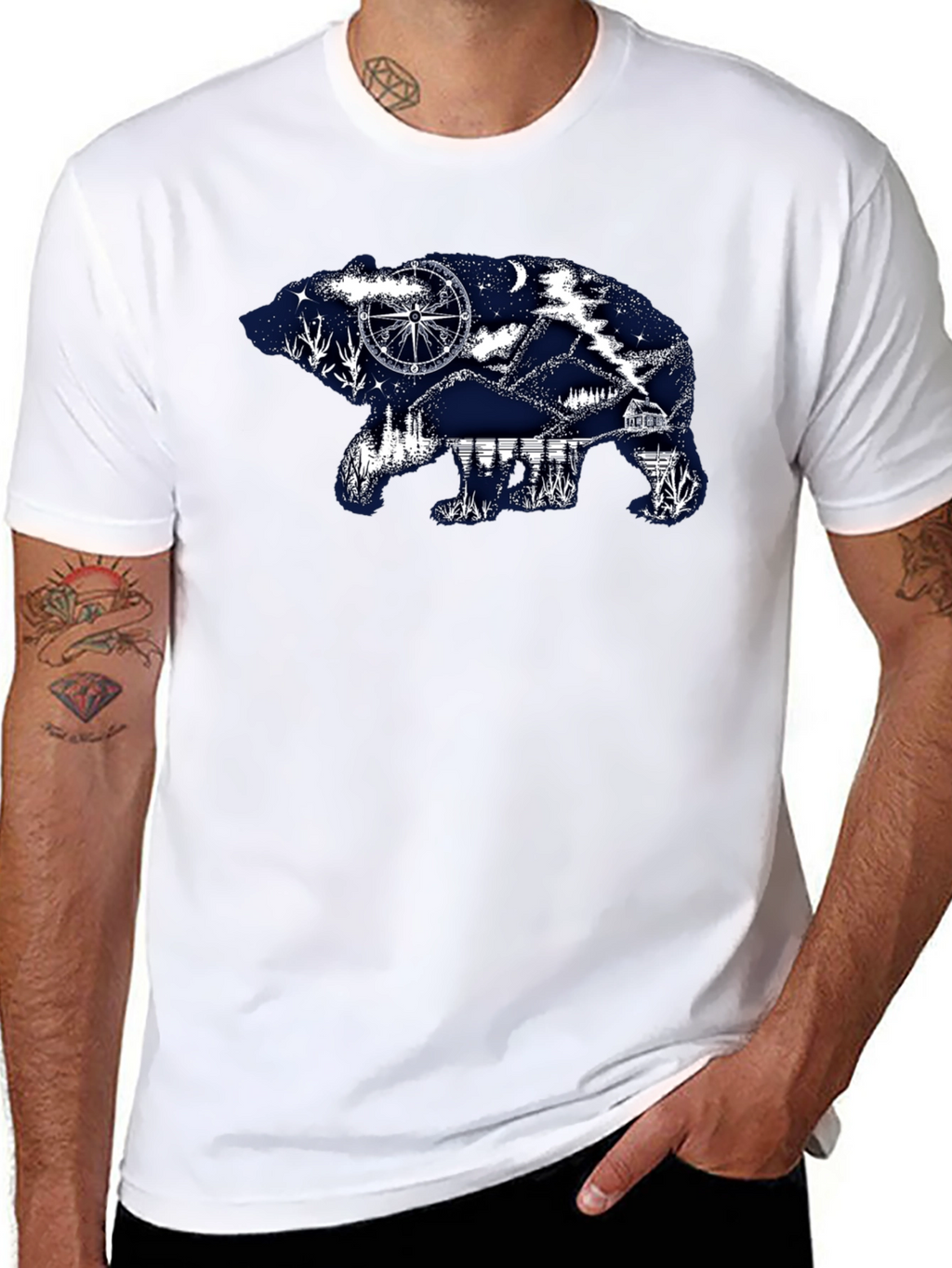 Bear Silhouette Graphic Print T-Shirt