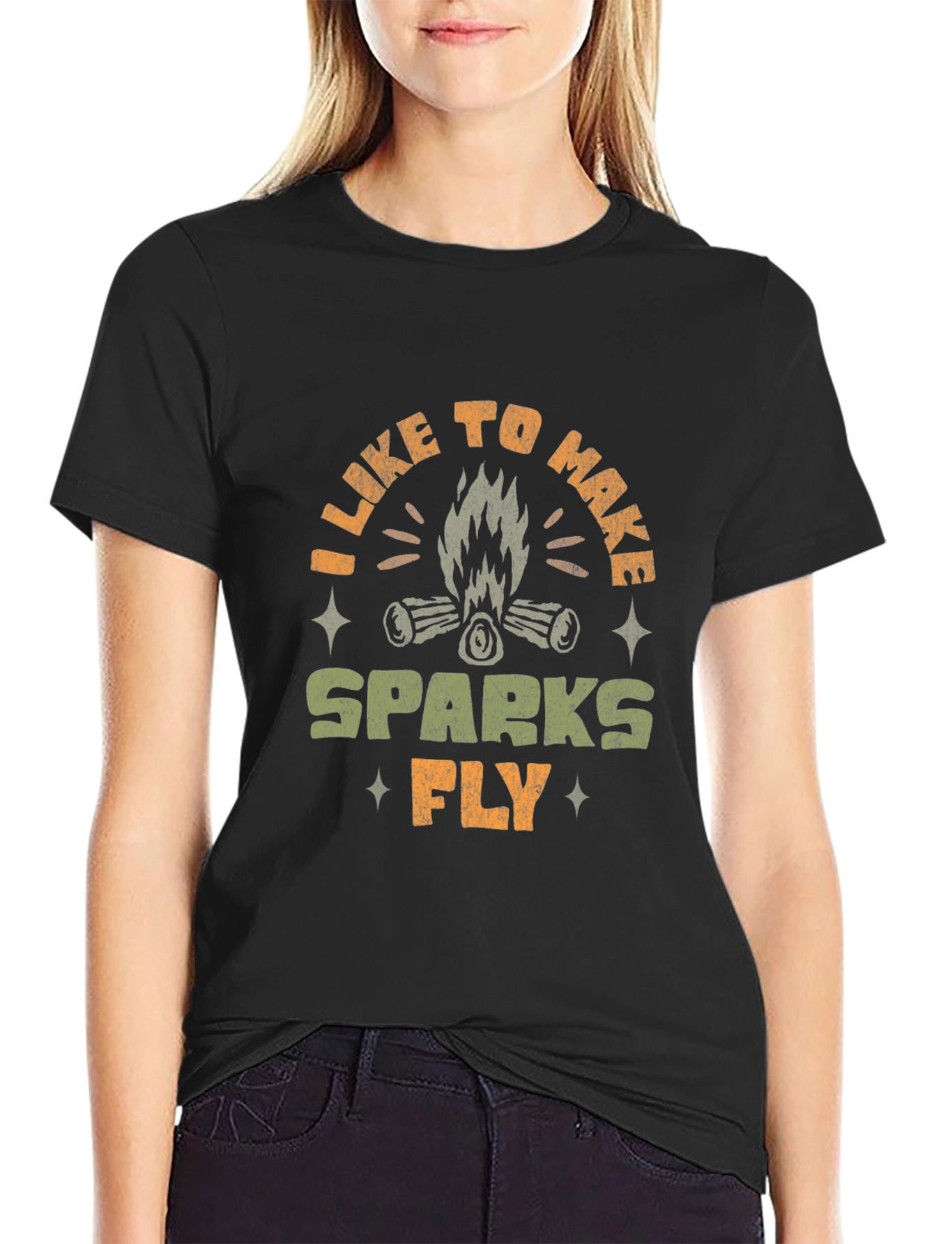 Campfire Sparks Graphic T-Shirt - Black