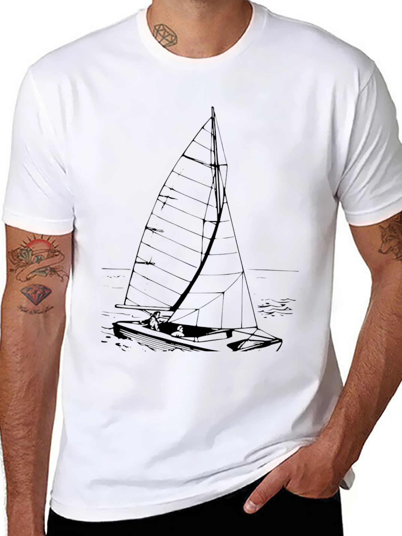 Black Sailboat Graphic T-Shirt
