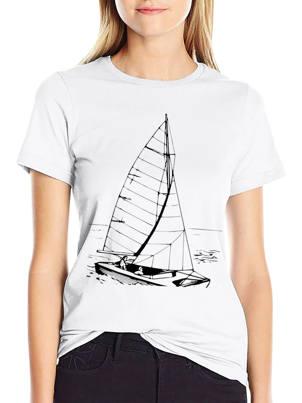 Black Sailboat Graphic T-Shirt