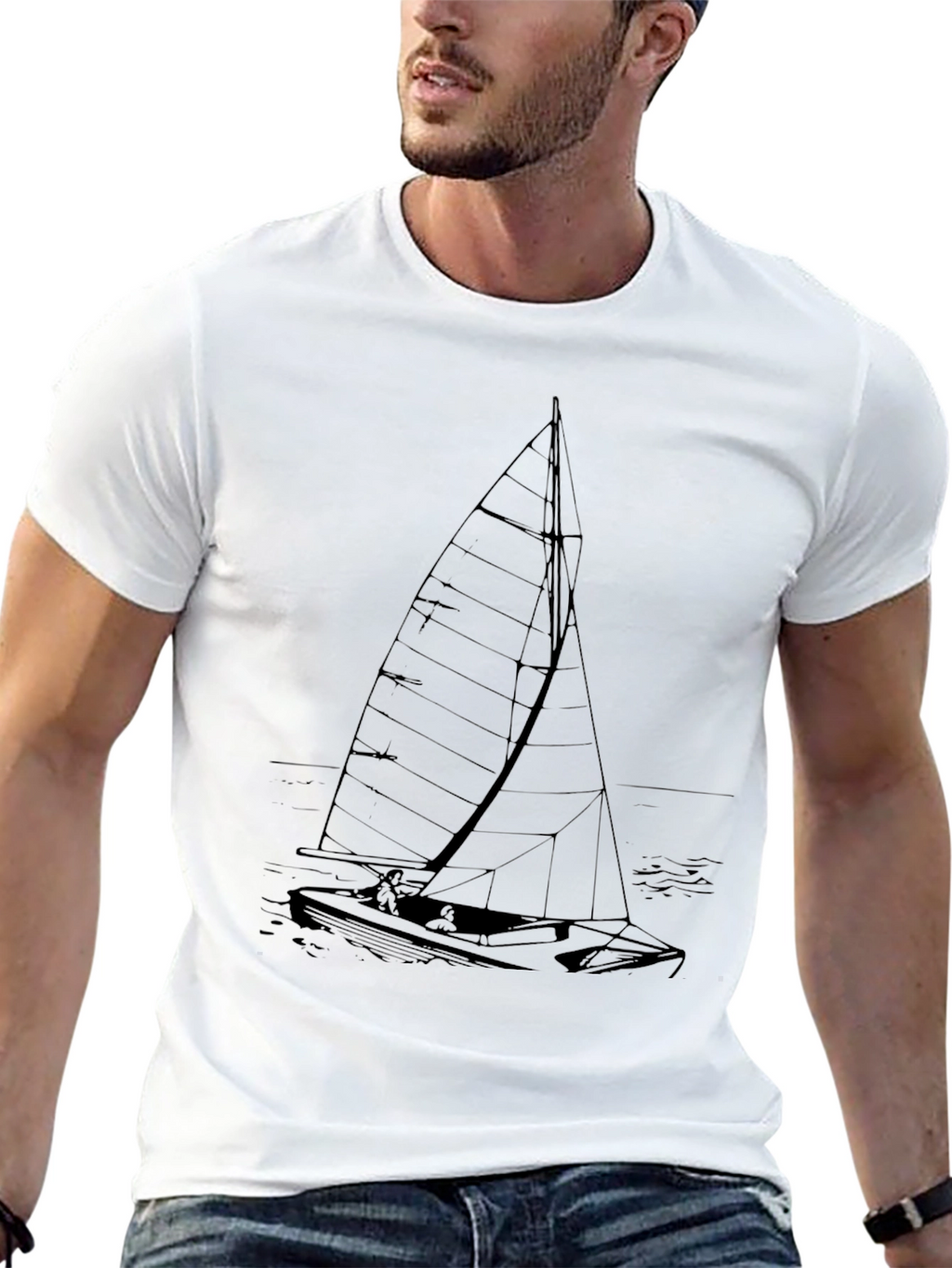 Black Sailboat Graphic T-Shirt