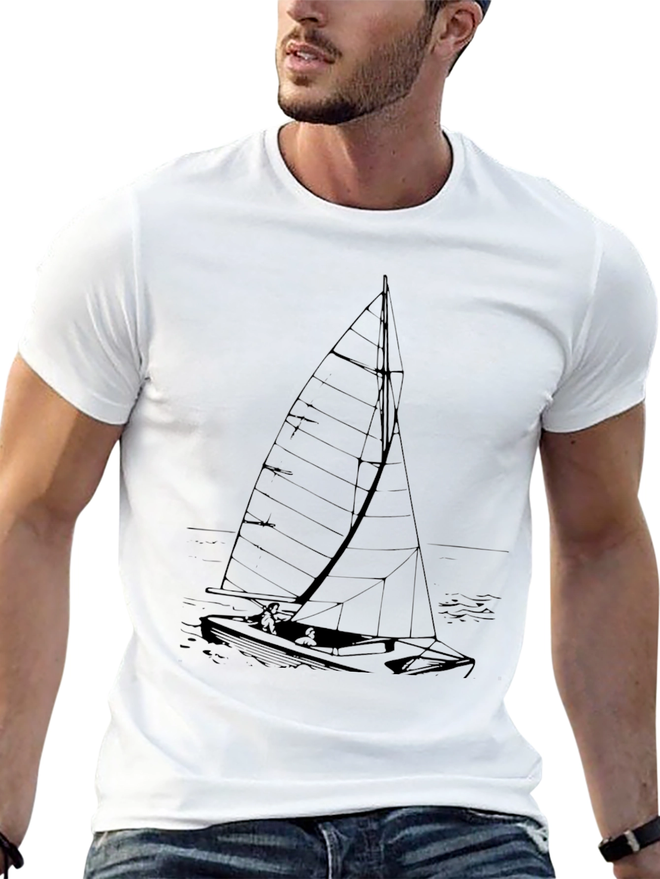 Black Sailboat Graphic T-Shirt