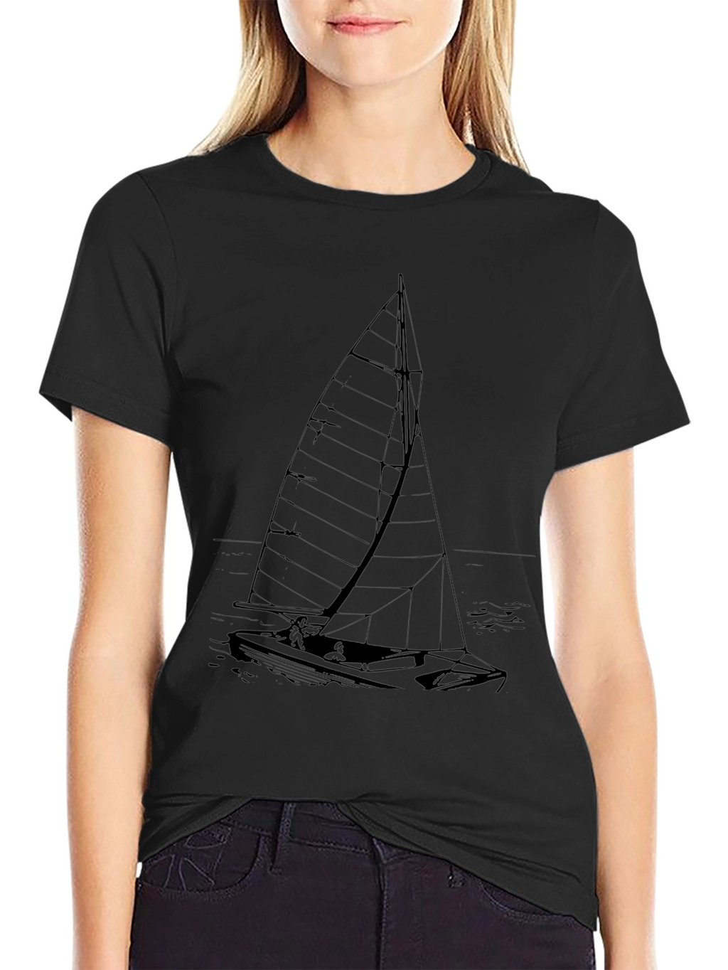 Black Sailboat Graphic T-Shirt
