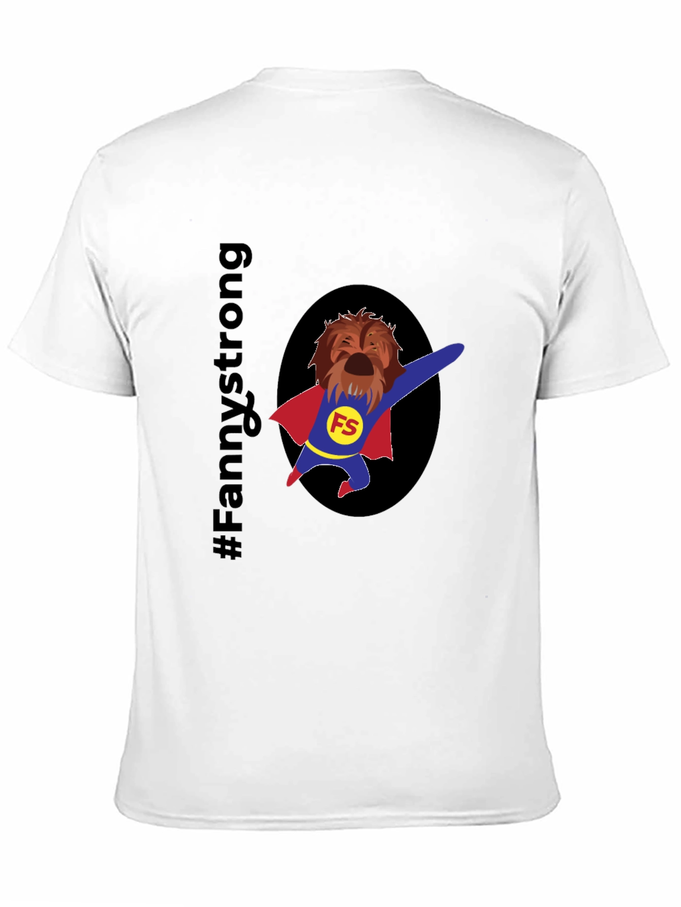 Fannystrong Dog Superhero T-Shirt - Black Cotton Tee
