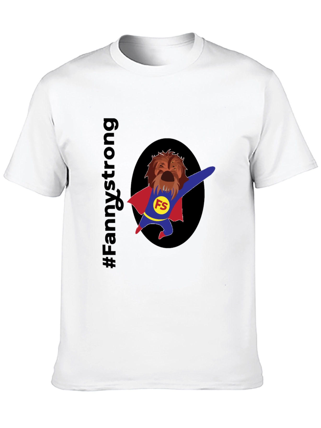 Fannystrong Dog Superhero T-Shirt - Black Cotton Tee