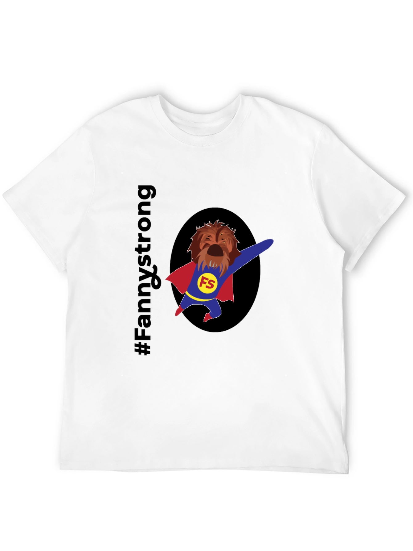 Fannystrong Dog Superhero T-Shirt - Black Cotton Tee