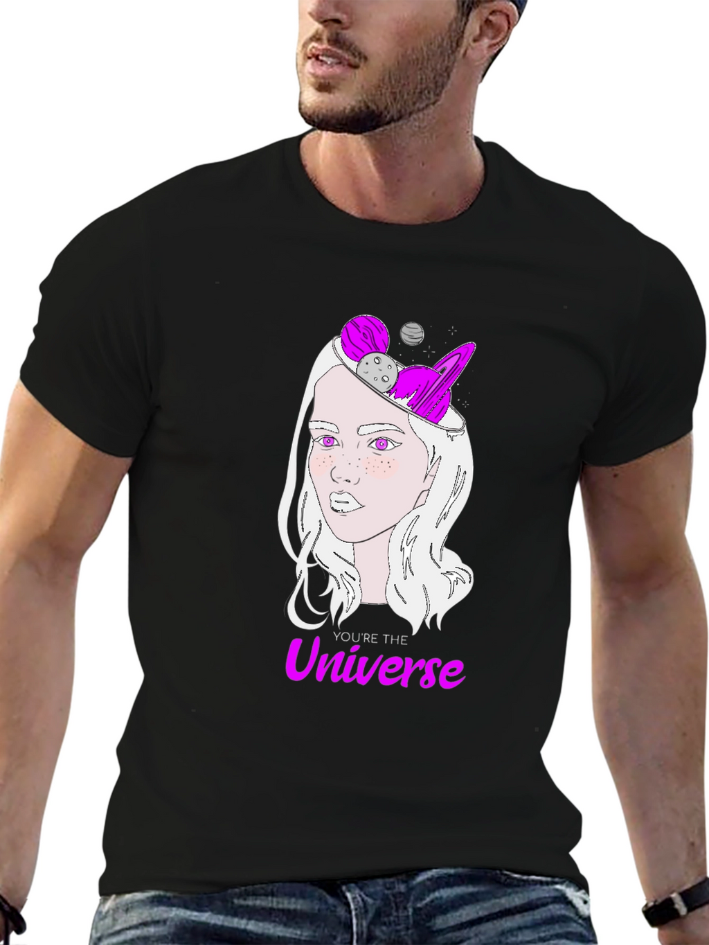 Cosmic Mind Womens Graphic Tee - Universe Design