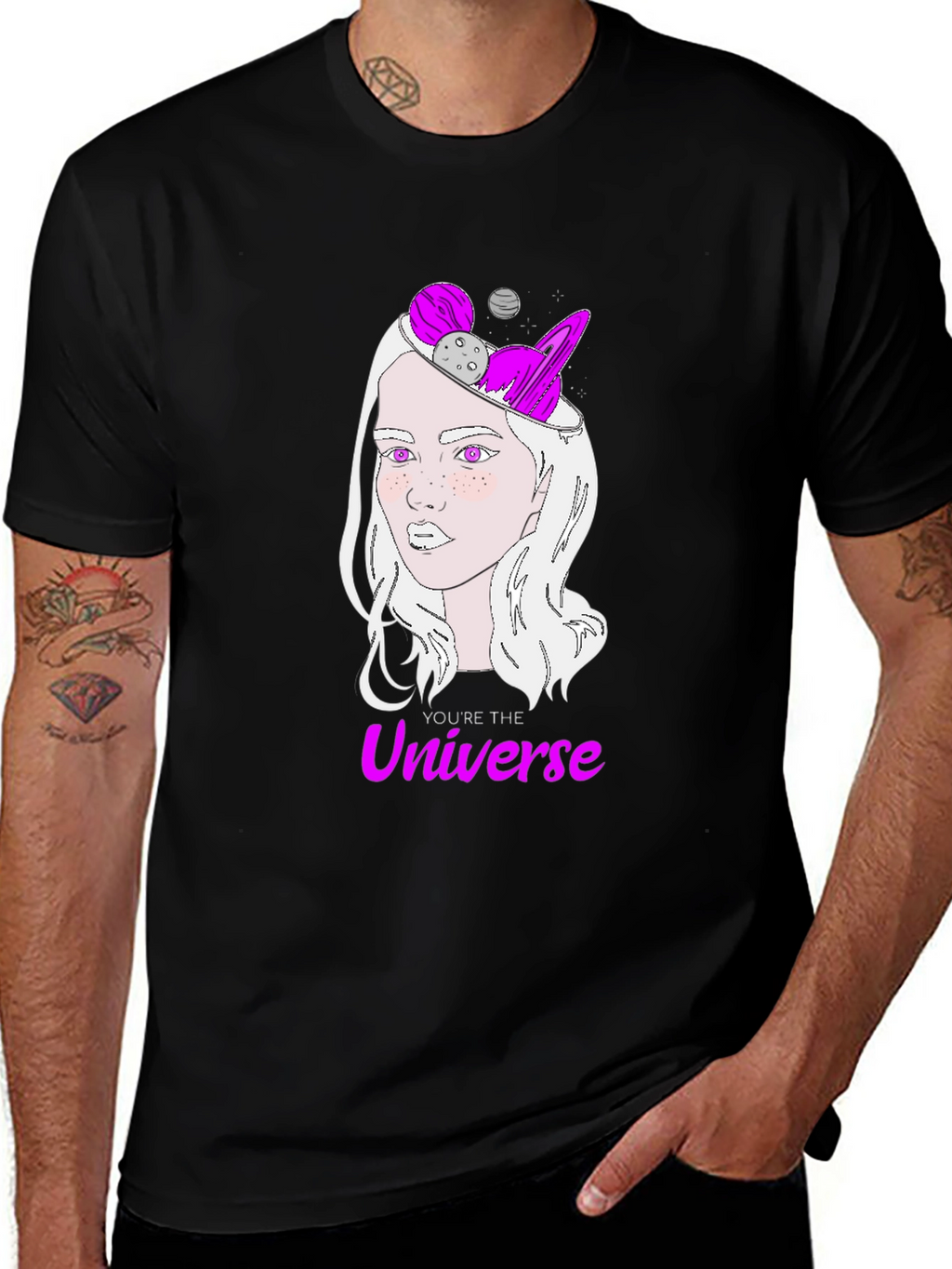 Cosmic Mind Womens Graphic Tee - Universe Design