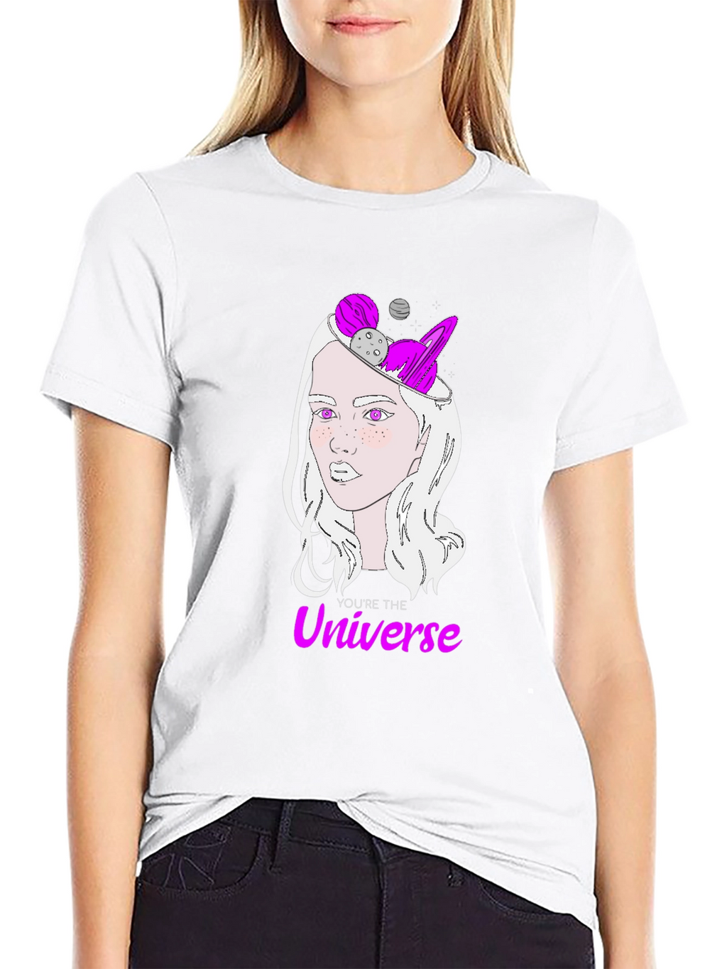 Cosmic Mind Womens Graphic Tee - Universe Design