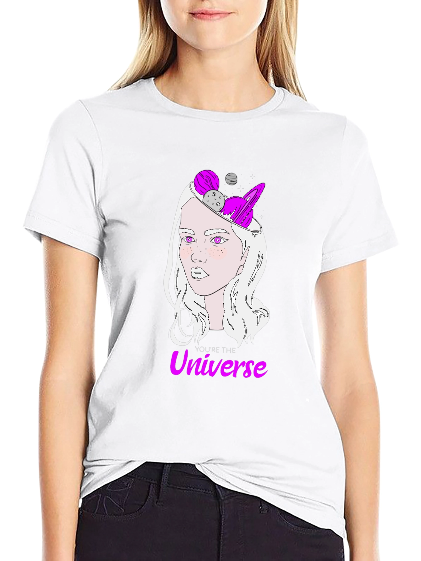 Cosmic Mind Womens Graphic Tee - Universe Design