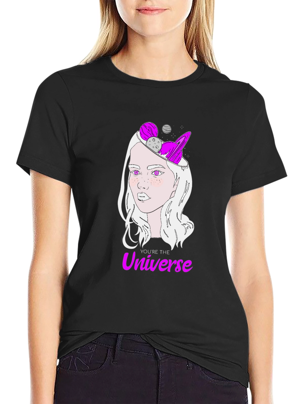 Cosmic Mind Womens Graphic Tee - Universe Design