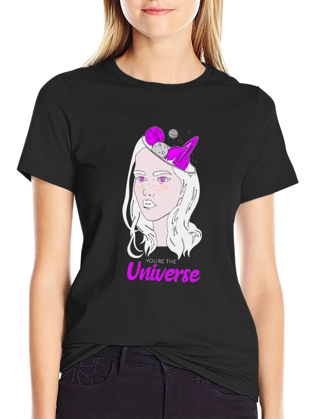 Cosmic Mind Womens Graphic Tee - Universe Design