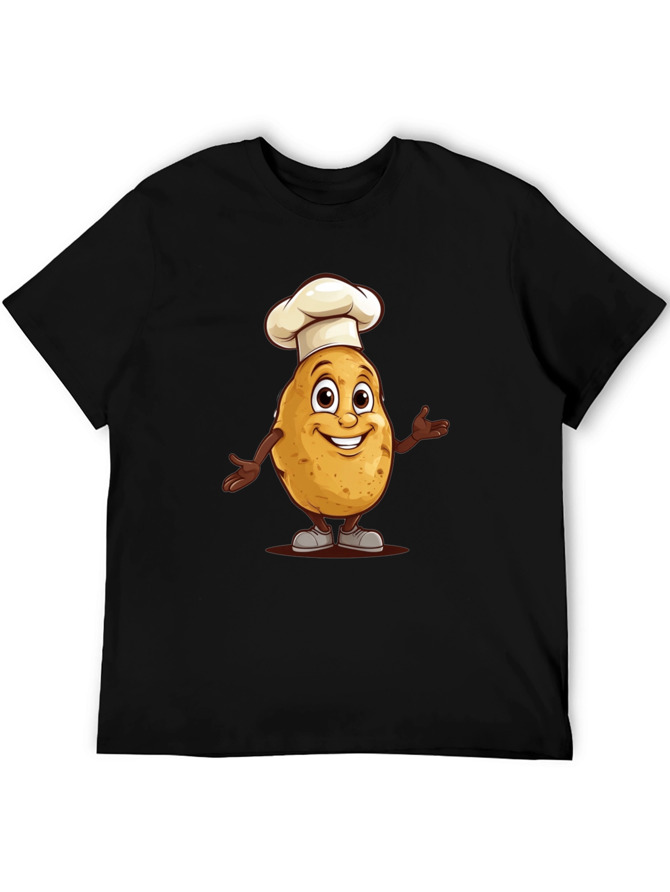 Chef Potato Graphic Tee - Black Cotton T-Shirt