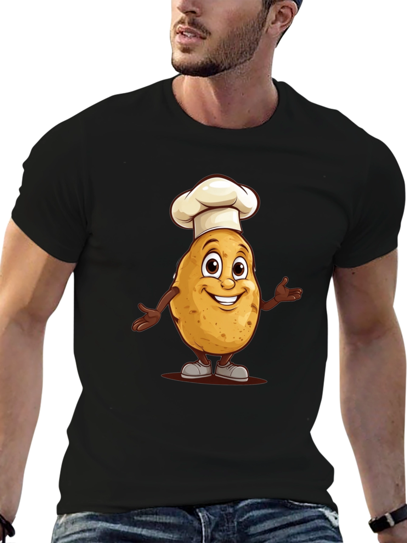 Chef Potato Graphic Tee - Black Cotton T-Shirt
