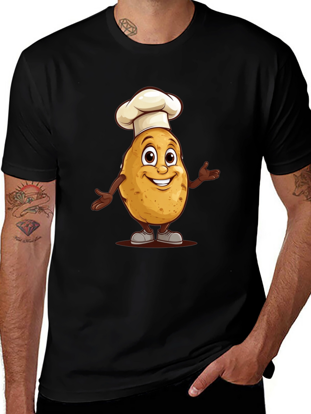 Chef Potato Graphic Tee - Black Cotton T-Shirt