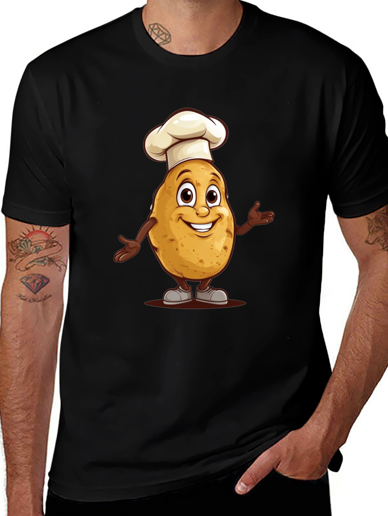 Chef Potato Graphic Tee - Black Cotton T-Shirt