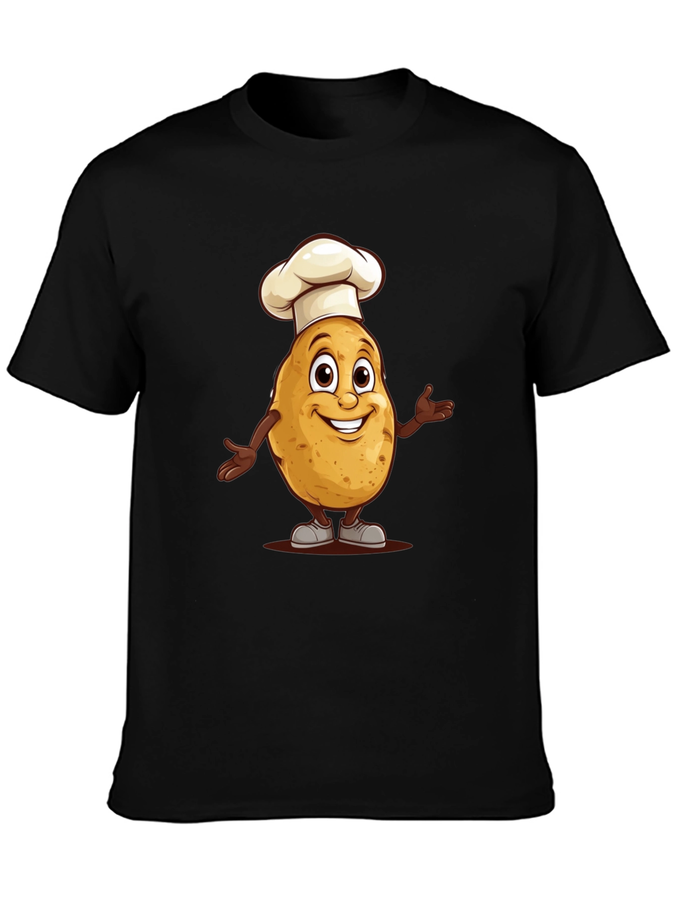 Chef Potato Graphic Tee - Black Cotton T-Shirt