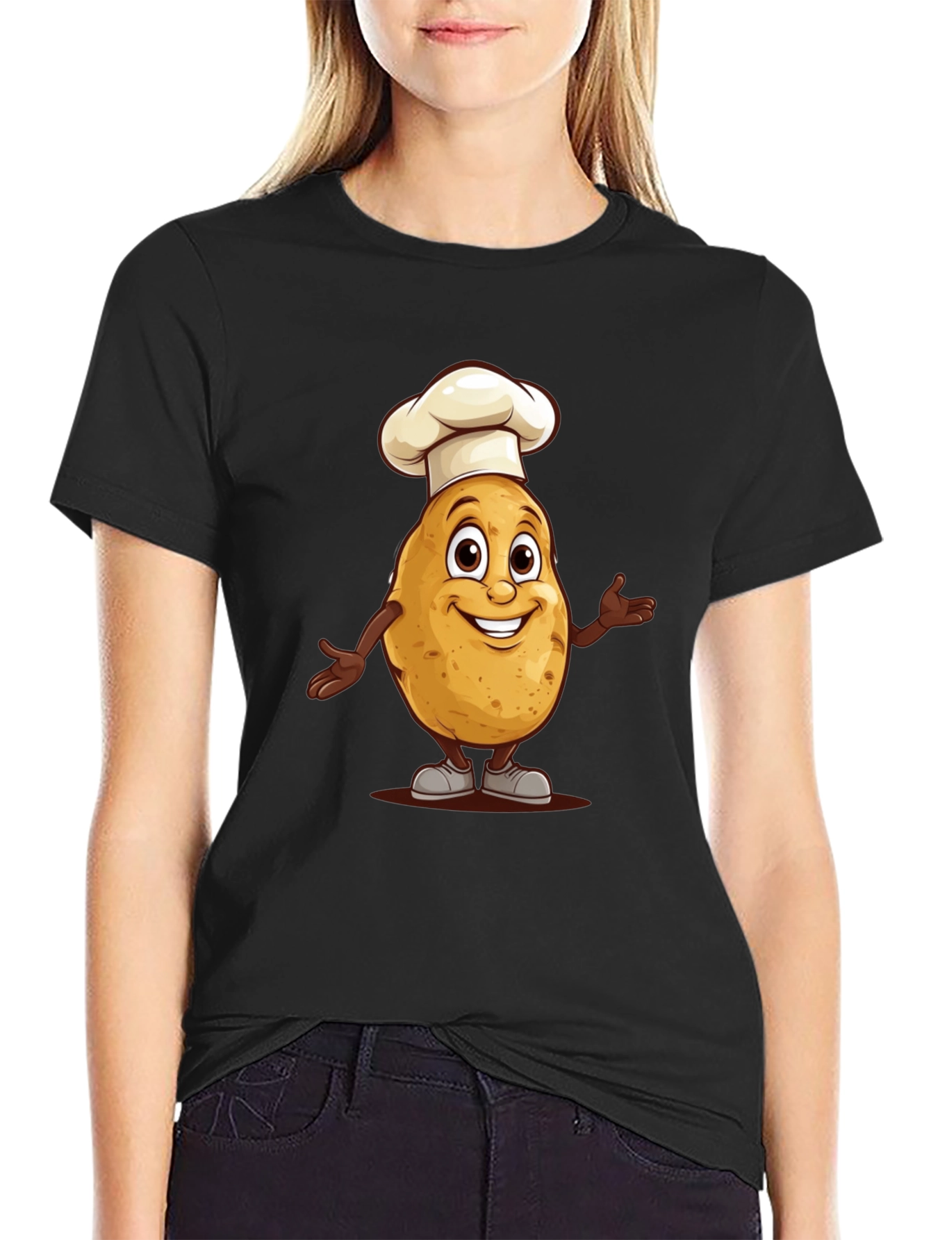 Chef Potato Graphic Tee - Black Cotton T-Shirt