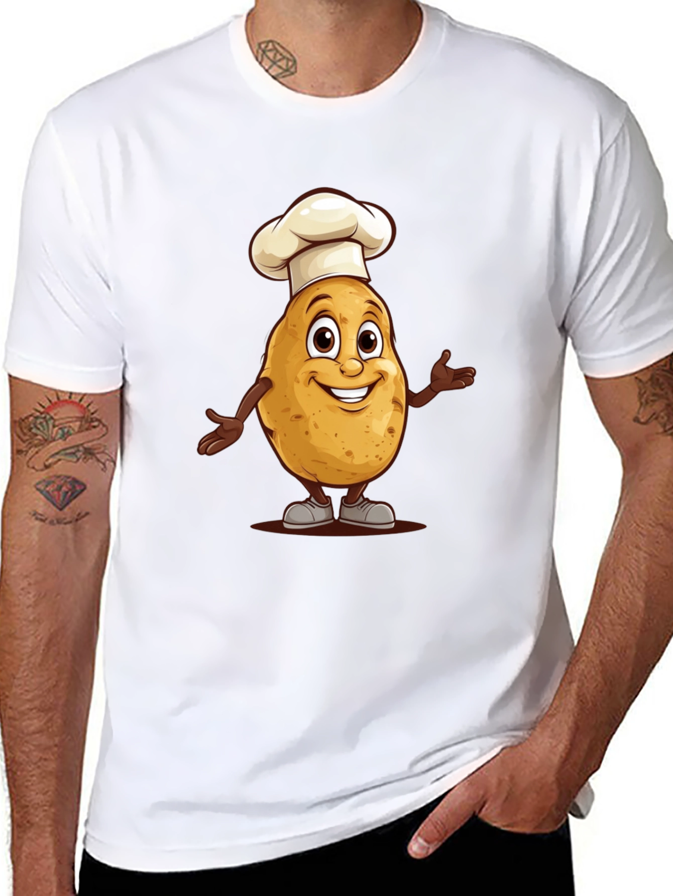 Chef Potato Graphic Tee - Black Cotton T-Shirt