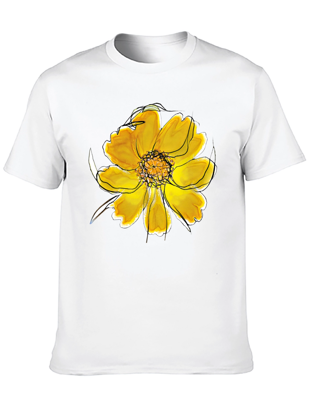 Black T-Shirt with Floral Design