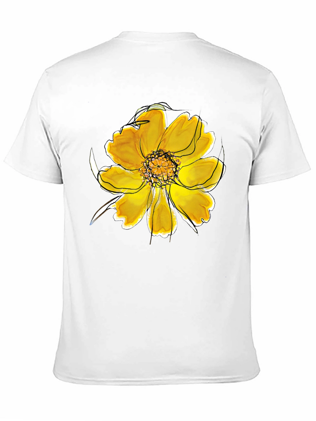 Black T-Shirt with Floral Design
