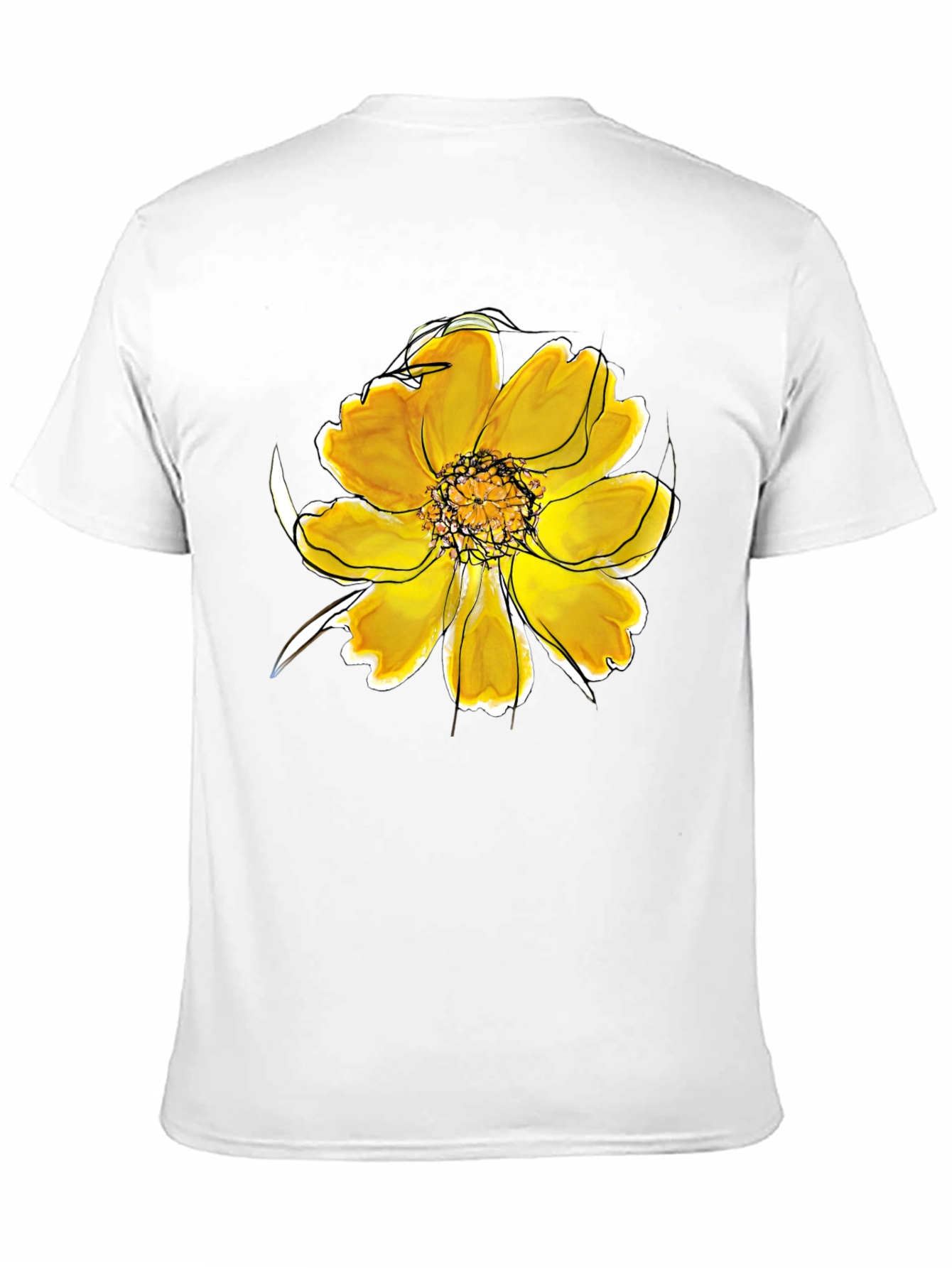Black T-Shirt with Floral Design