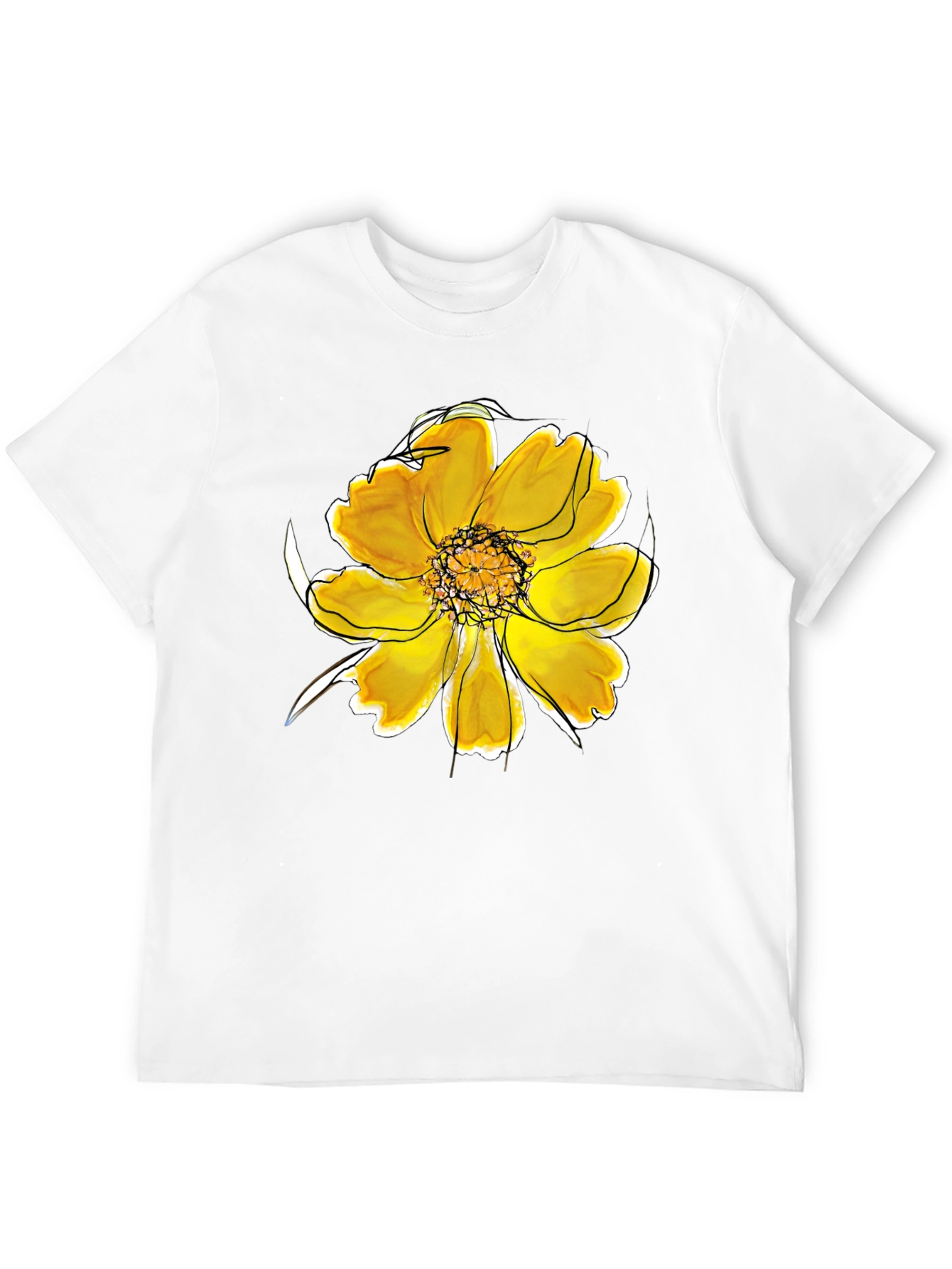 Black T-Shirt with Floral Design